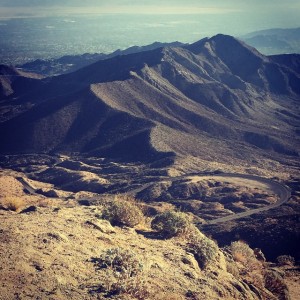 Over the mountains and through the desert - leaving Southern California.